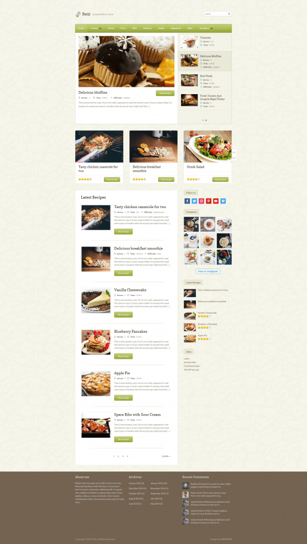 Petit recipes wordpress theme