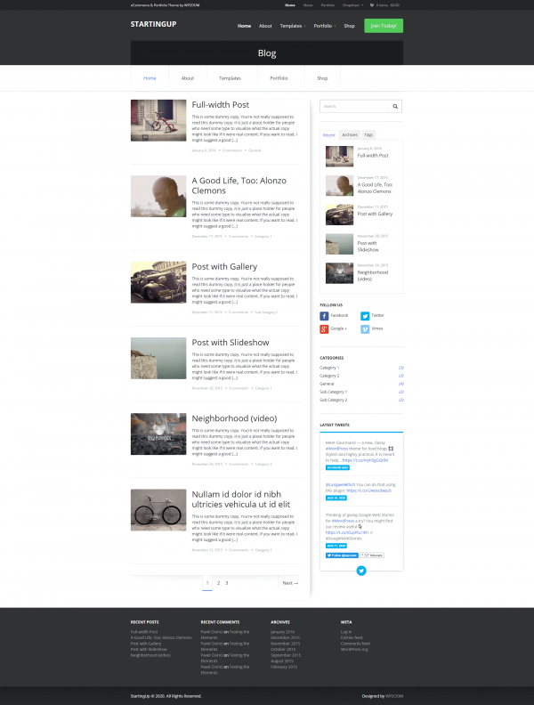 Startingup ecommerce portfolio theme by Wpzoom